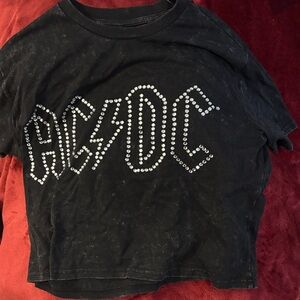 AC/DC Black Tee with Silver Stud Logo